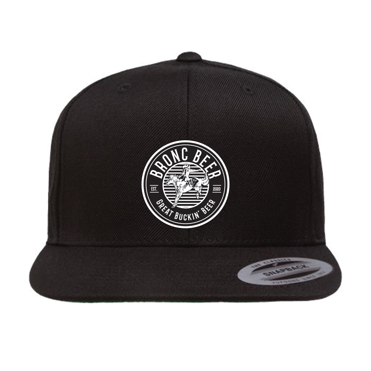 Bronc Flat Brim Patch Snapback - Black